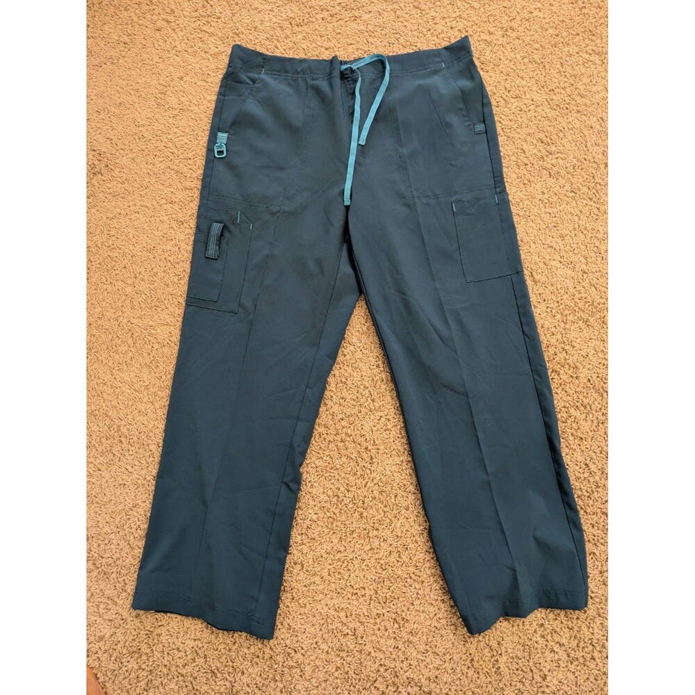 Carhartt Unisex Medical Scrub Pants Petite Large Blue-Green Drawstring
